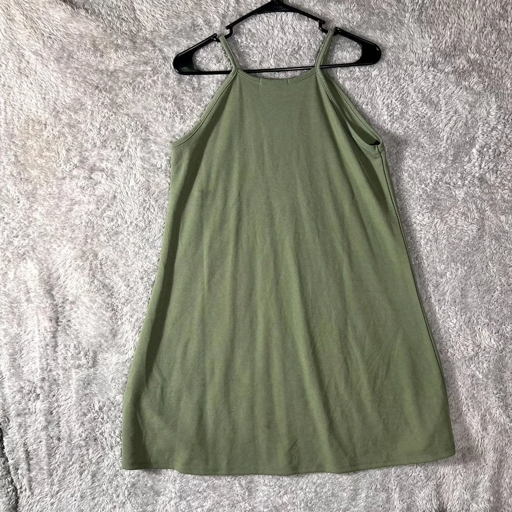 Wallflower Mini‎ Dress Girls Medium Green Stretch Sleeveless Spaghetti Strap